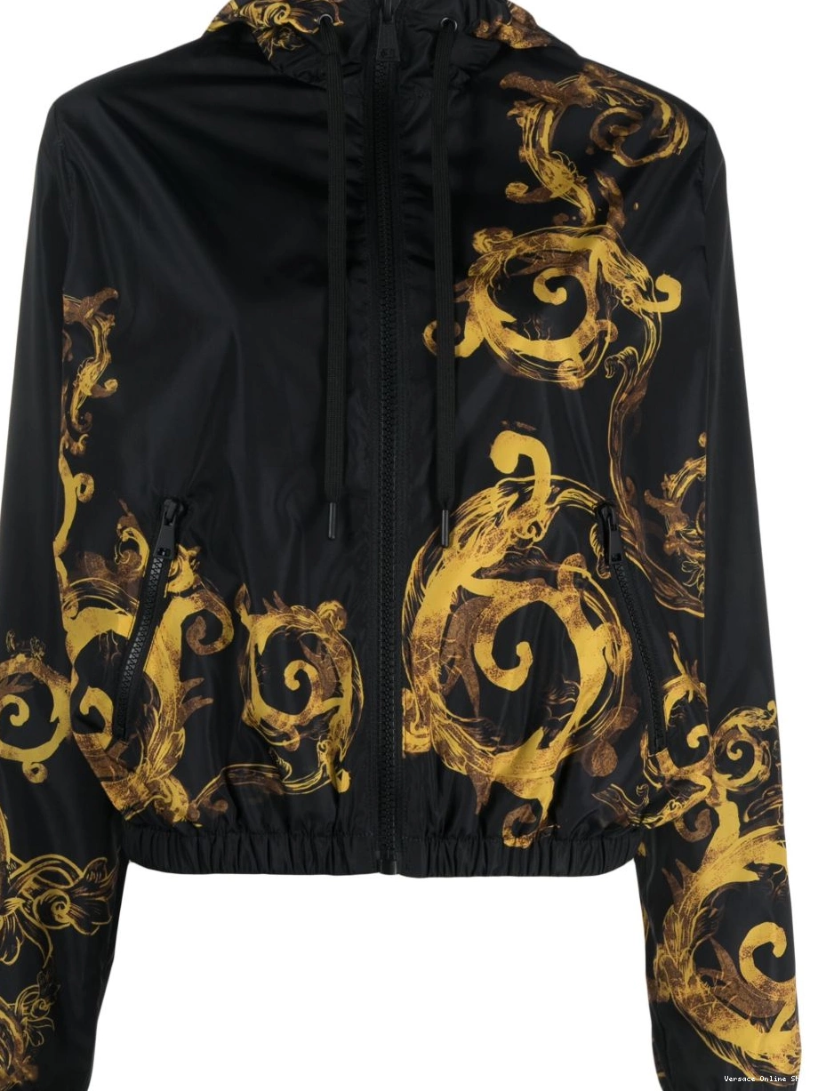 Cheap Jeans jacket Women Versace Barocco-print hooded Couture 0803